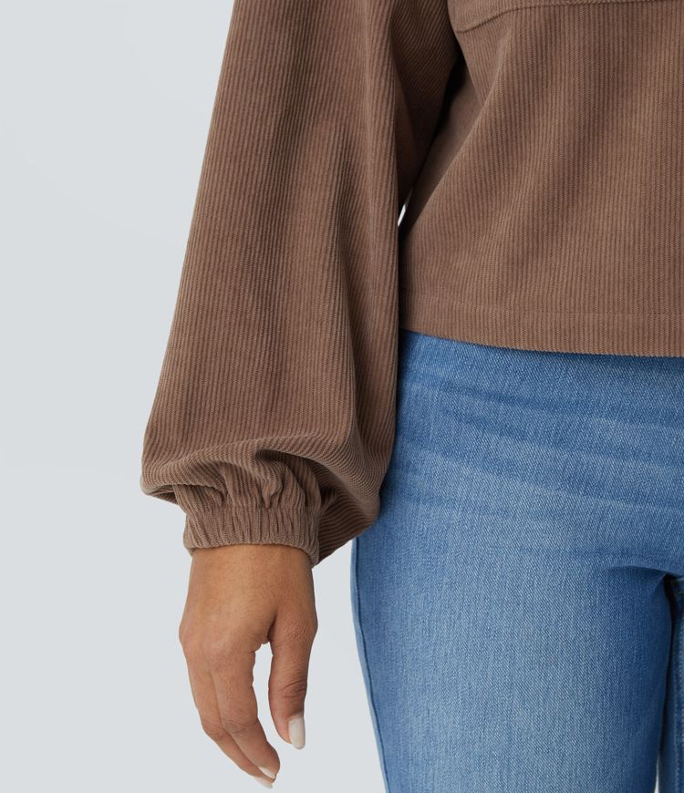 Collared Button Long Sleeve Chest Pocket Casual Corduroy Jacket