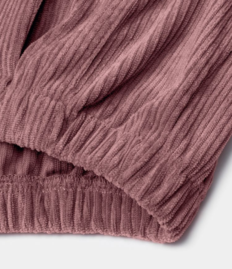 Collared Button Pocket Cropped Corduroy Casual Jacket