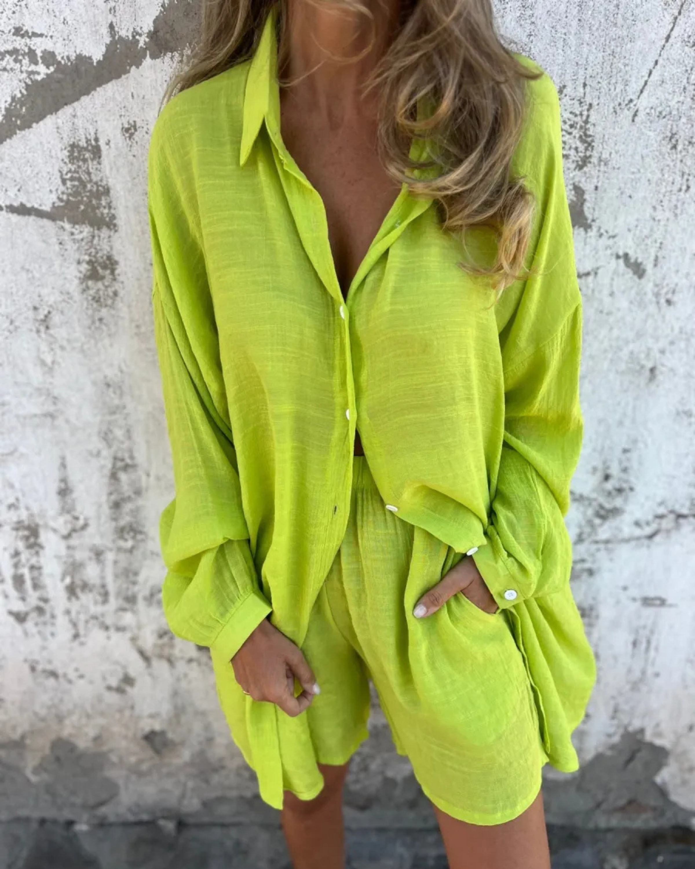 Magdalena™ - Avslappnad Chic Skjorta & Shorts Set