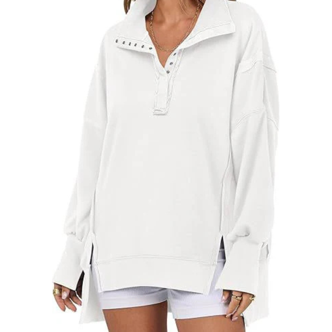 VERON™ - Loose Fit High-Low Split Hem Casual Sweatshirt