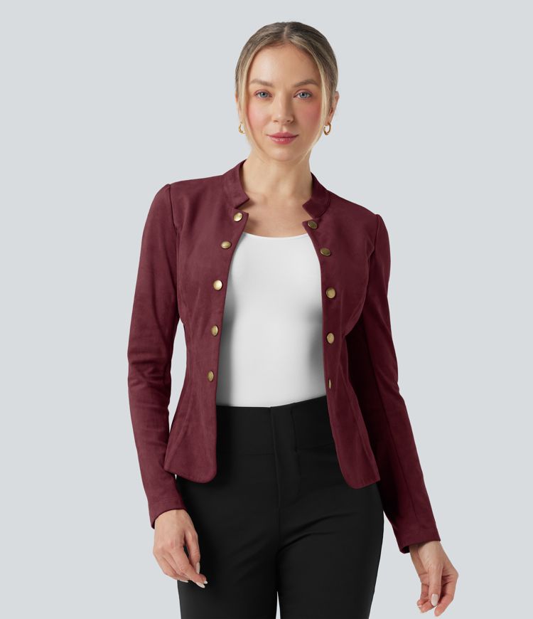 Long Sleeve Slim Suede Work Jacket