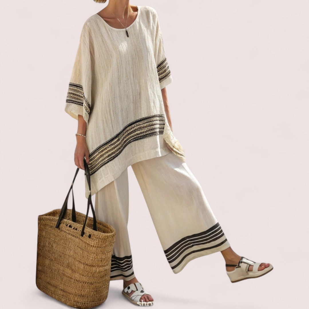 CIVILON Stockholm™ | Luftig tvådelad set med ränder och oversized passform