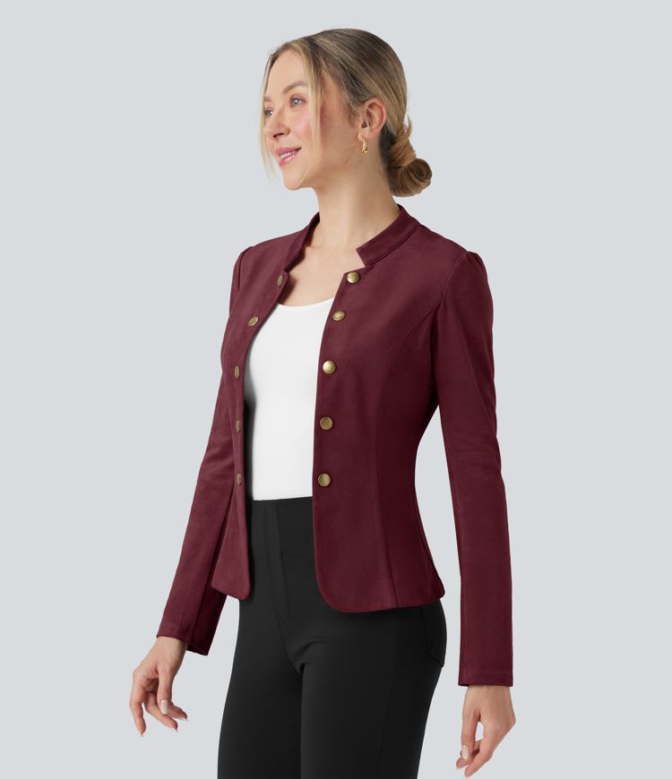 Long Sleeve Slim Suede Work Jacket