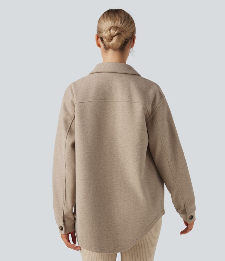 Long Sleeve Fleece Casual Jacket with Pockets