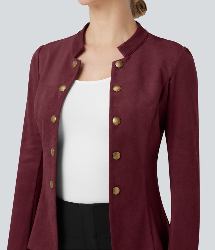 Long Sleeve Slim Suede Work Jacket