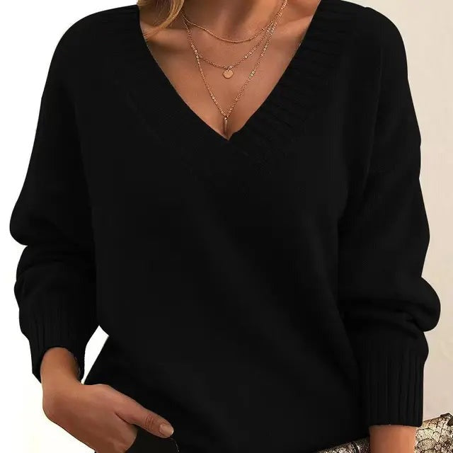 Mordane – Elegant Long-Sleeve V-Neck Sweater