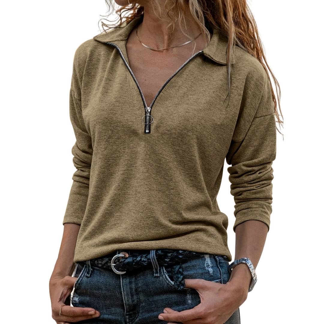 ELODIE | HALV-ZIP PULLOVER MED ELEGANT MAGTÄCKNING