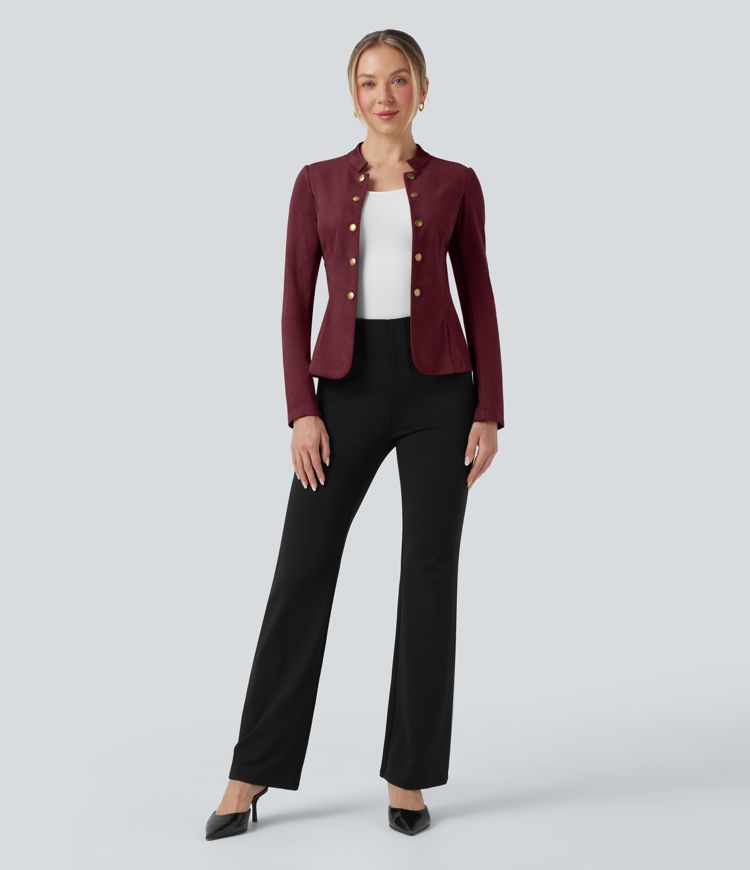 Long Sleeve Slim Suede Work Jacket