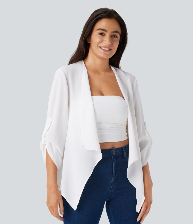 Roll Up Sleeve Waterfall Casual Jacket