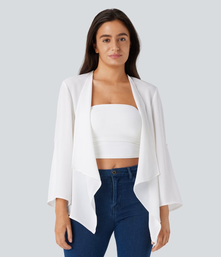 Roll Up Sleeve Waterfall Casual Jacket