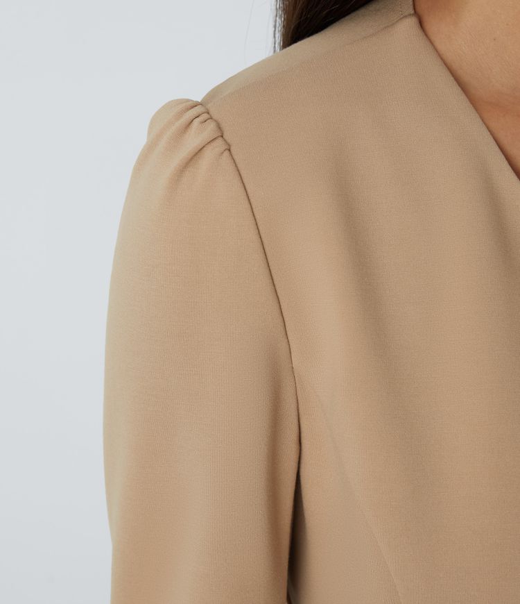 Round Neck Long Sleeve Decorative Button Slim Work Jacket