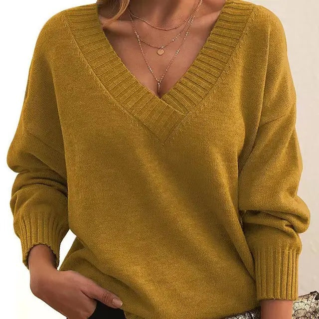 Mordane – Elegant Long-Sleeve V-Neck Sweater