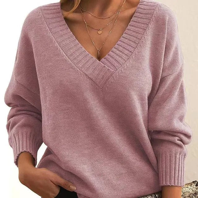 Mordane – Elegant Long-Sleeve V-Neck Sweater