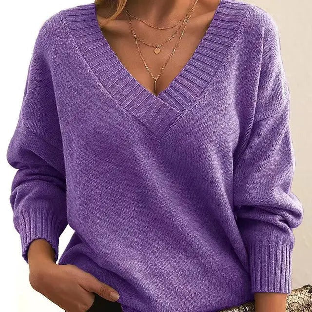 Mordane – Elegant Long-Sleeve V-Neck Sweater