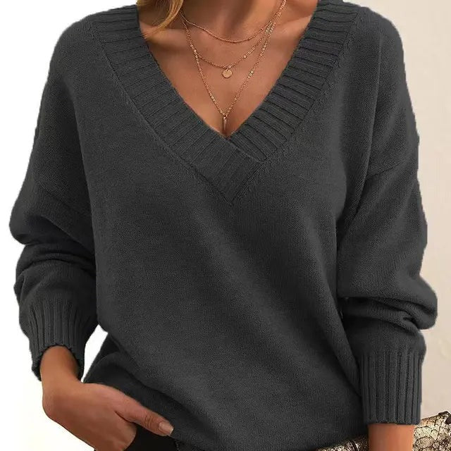 Mordane – Elegant Long-Sleeve V-Neck Sweater