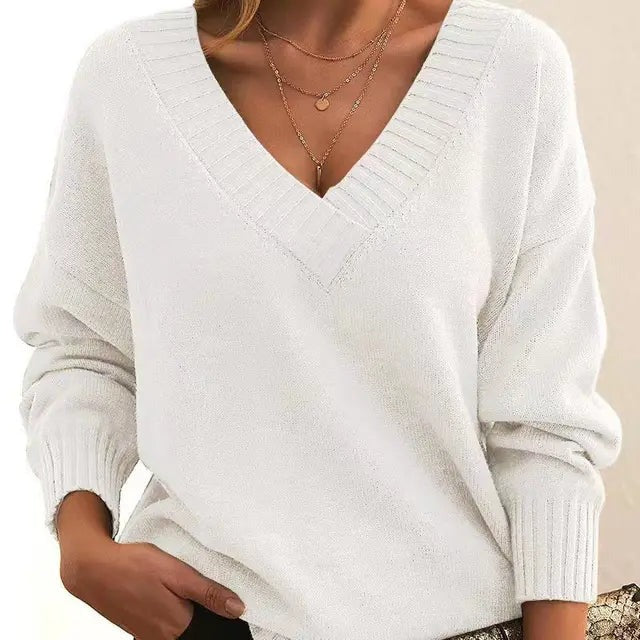 Mordane – Elegant Long-Sleeve V-Neck Sweater