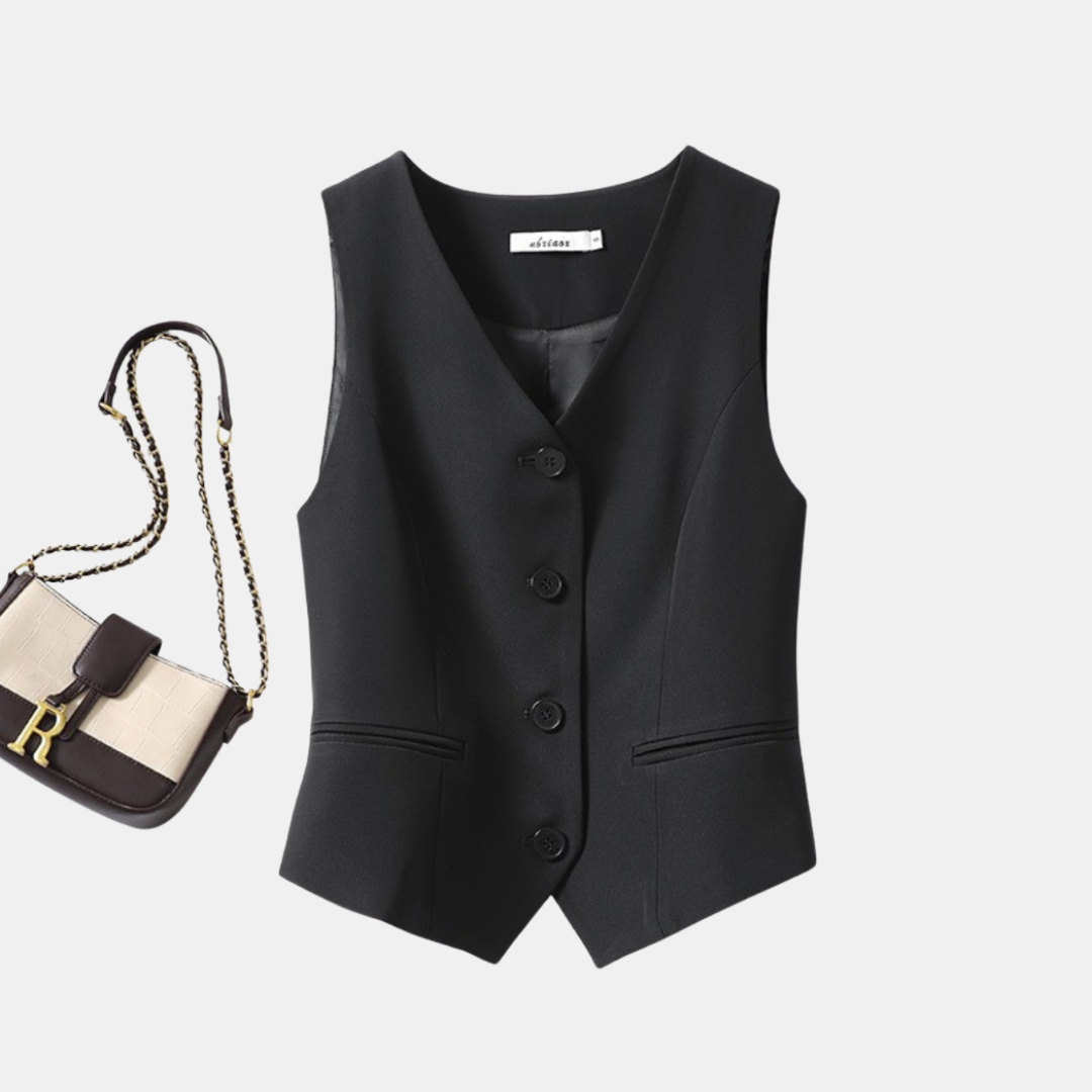 ZARINA™ –  Classy Sleeveless Button-Front Suit Vest