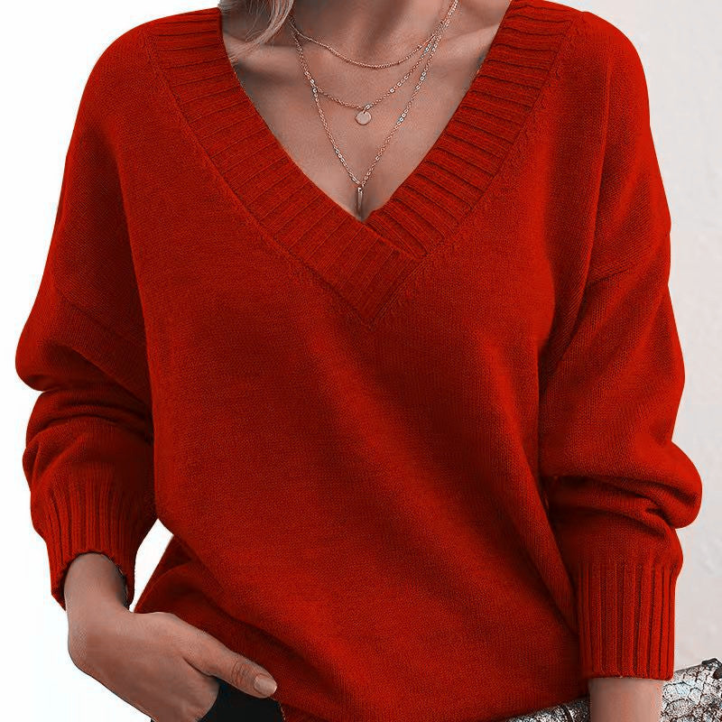 Mordane – Elegant Long-Sleeve V-Neck Sweater